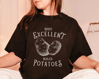 Qué excelentes papas hervidas Jane Austen Camisa Orgullo y prejuicio Camisa librería Jane Austen Regalos Camisa literaria Jane Austen Camiseta