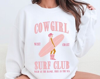 Sweat-shirt cowgirl côtier Beach Crewneck Coconut Girl Sweat-shirt Sunset Crewneck Ocean inspiré Style Beachy Sweat-shirt pour adolescente Cadeaux