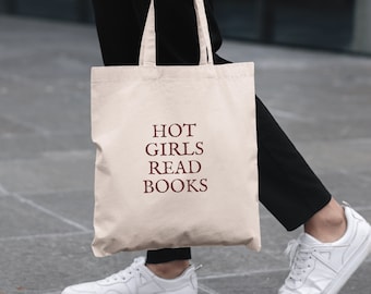 Hot Girls Read Books Tote Book Tote Bag Bookish Tote Bag Reading Tote Bag Book Club Tote Bag Library Bag Literary Tote Bag Bookish Merch
