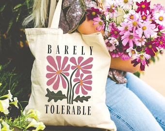 Barely Tolerable Jane Austen Tote Bag Pride and Prejudice Tote Book Tote Bag Jane Austen Tote Pride and Prejudice Gifts Literary Tote Bag