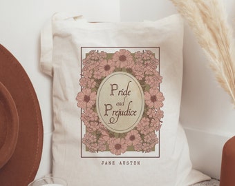Stolz und Vorurteil Tragetasche Jane Austen Tragetasche Buch Tragetasche Literarische Tragetasche Bookish Tragetasche Jane Austen Geschenke Bibliothek Tasche Buch Merch