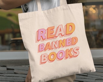 Read Banned Books Library Bag Book Tote Bag Reading Tote Bag Booktok Literary Tote Bookish Things Trendy Tote Bag Book Club Gifts Book Merch