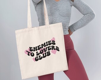 Enemies to Lovers Club Tote Dark Romance Library Tote Bag Bookish Tote Bags Romance Reader Library Bag Smut Book Merch Booktok Merch