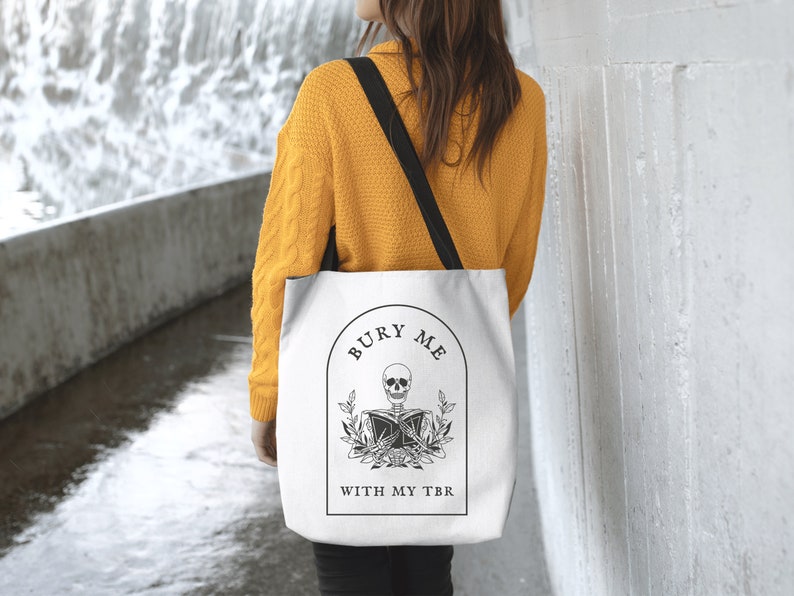 Bury Me With My TBR Bookish Tote Bag Library Bag Booktok Trendy Tote Bag Literary Tote Tote Bag Aesthetic Book Tote Bag Bookish Gifts image 3