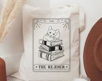 The Reader Cat Tote Bag Bookish Tote Bag Reader Tote Bag Book Tote Bag Reading Tote Bag Library Tote Bag Booktok Tote Bag Library Bag