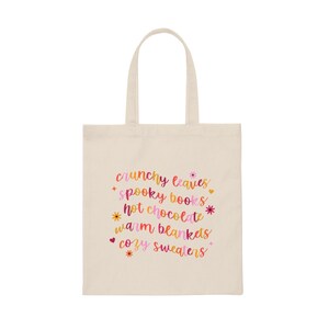 Fall Vibes Bookish Tote Bag Fall Tote Bag Library Tote Bag Bookish Merch Book Tote Bag Book Club Gifts Booktok Merch Bibliophile Gifts image 4