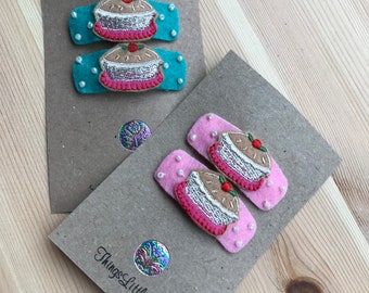 Embroidered  Cupcake  Hair Snap Clips, Girls Kids Hair accessories, boho hair clips, snap clips, girls hair clips, best gift
