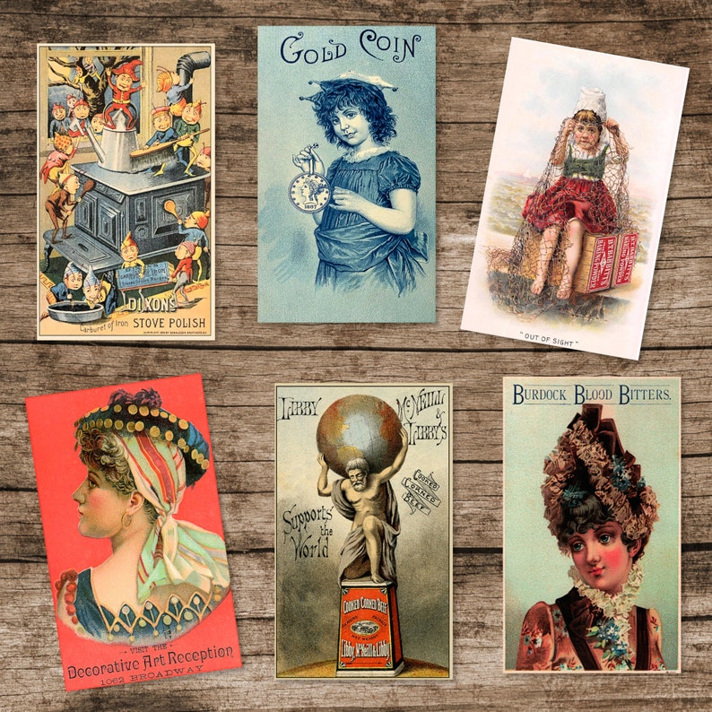 Victorian Trade Cards, 1800's Advertising, Vintage Ephemera, Junk Journal, Collage Art, Scrapbooking Ephemera, Printable Antique Trade Cards image 2