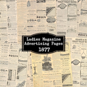 Ladies Magazines Vintage Advertising Printable Journal Paper, Antique Ephemera Paper Pack, Digital Victorian Ads, Instant Download