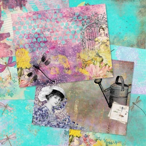 Vintage Academia Dragonfly Junk Journal Kit Printable Crafting Kit, Lined Journal Pages Digital Download, Crafter Gift, Junk Journal Bundle
