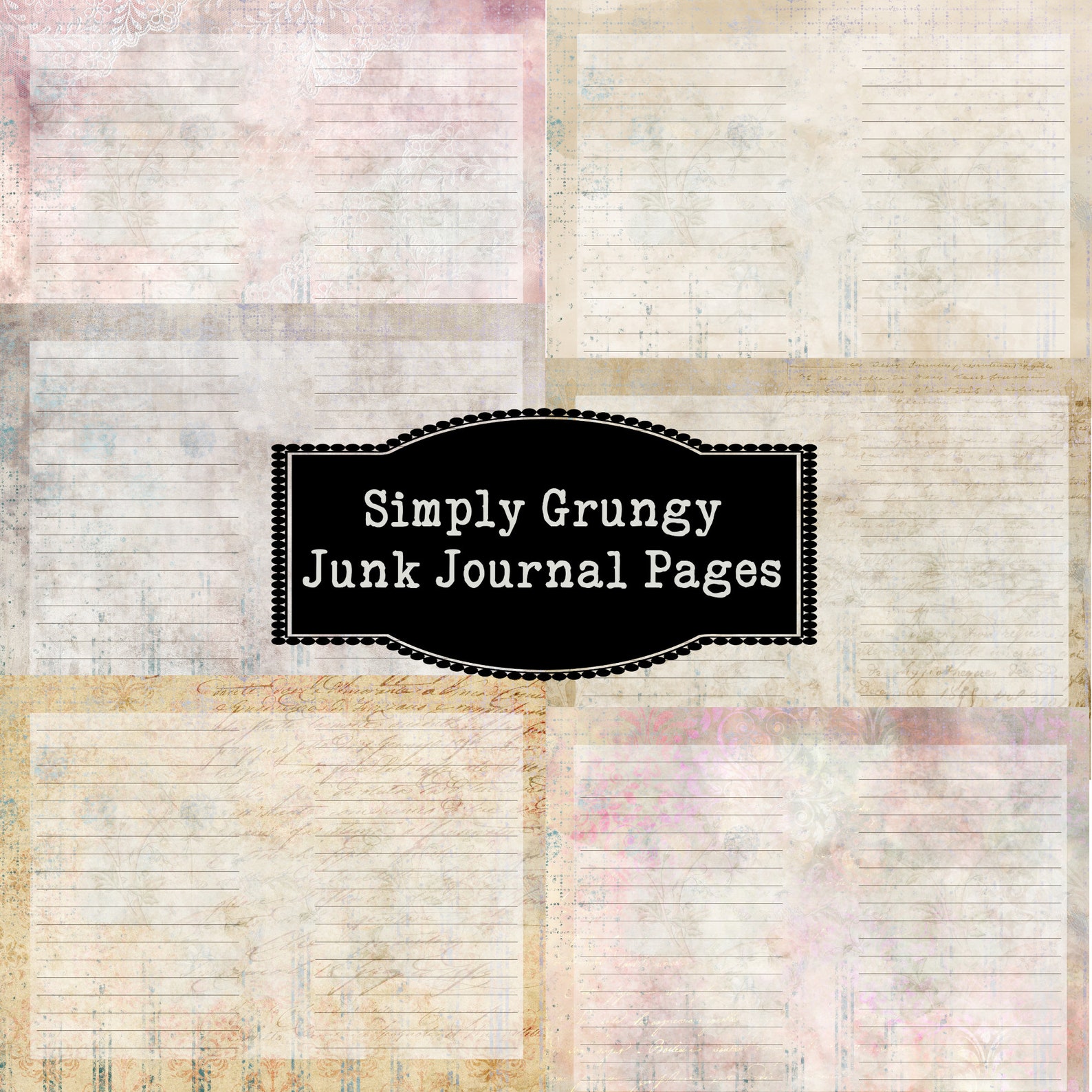 Grunge Junk Journal Background Pages, Lined Journal Pages, Printable ...