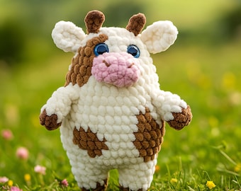 Milk Cow Crochet Pattern. Low Sew Crochet Pattern. Amigurumi Crochet Patterns. Farm Animals Crochet Pattern Plushie. DIY Soft Stuffed Animal
