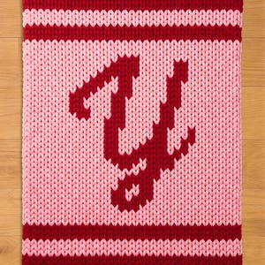 Stickmönster med initialer och bokstaven Y för fingrar. Mönster för grov stickad filt. Mönster för grov stickad filt med monogram och versal