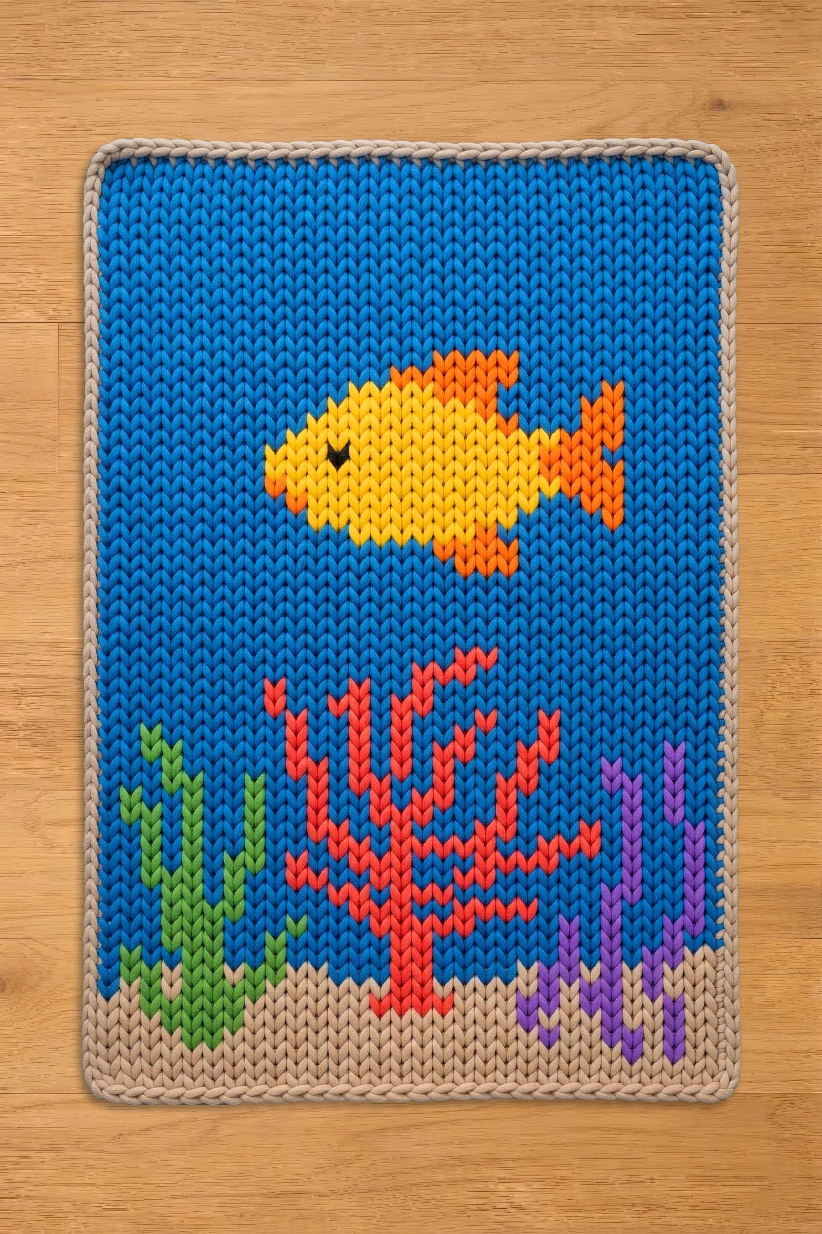 Underwater Ocean Finger Knitting Pattern. Sea Chunky Knit Blanket ...