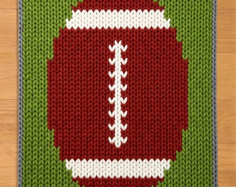 Football Ball Finger Knitting Pattern. Chunky Knit Blanket Pattern. Sports Chunky Blanket Pattern