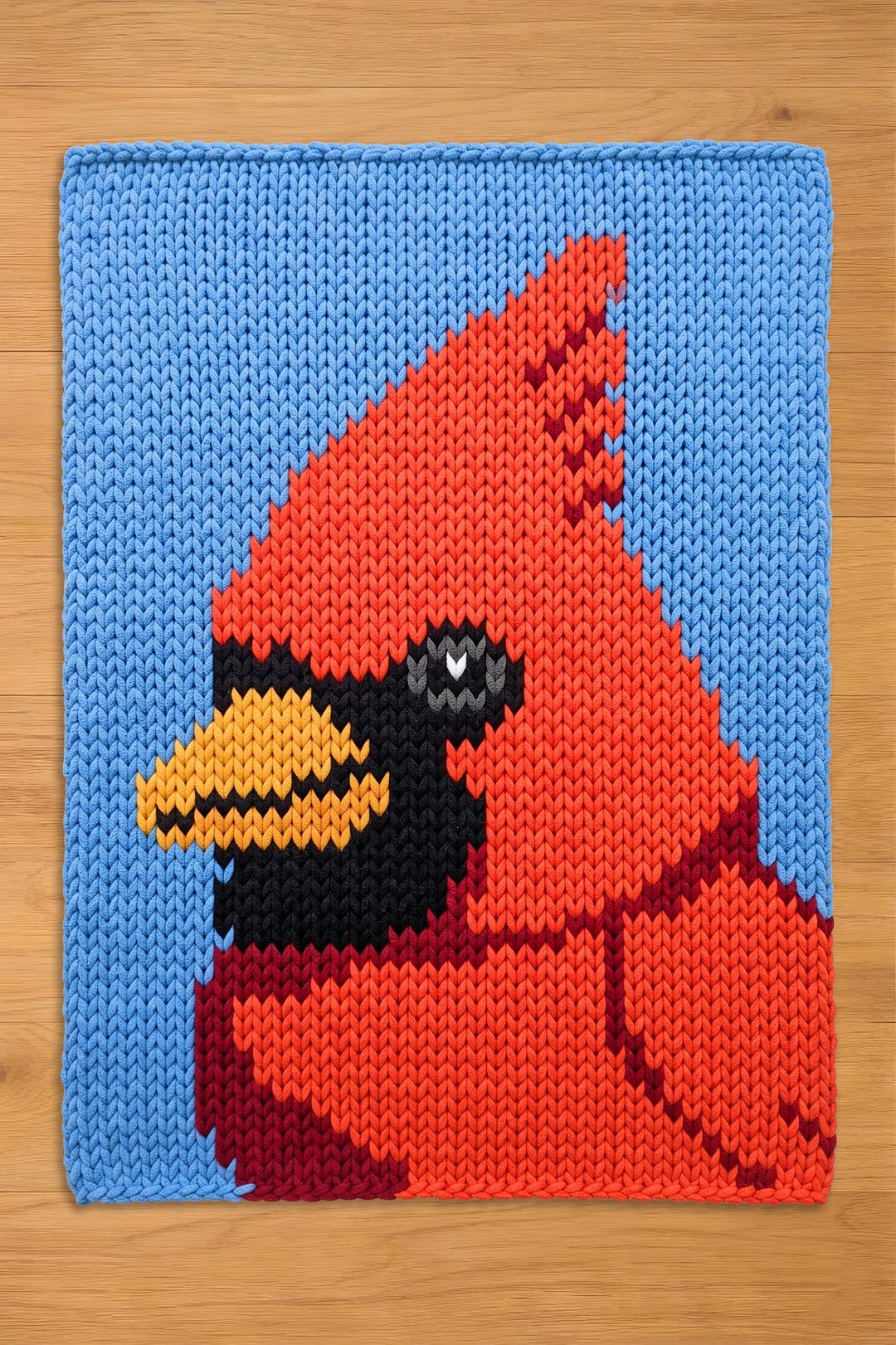 Northern Cardinal Finger Knitting Pattern. Chunky Knit Blanket Pattern ...