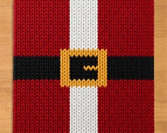 Santa Claus Suit Finger Knitting Pattern. Christmas Chunky Chenille Yarn Knit Blanket Pattern
