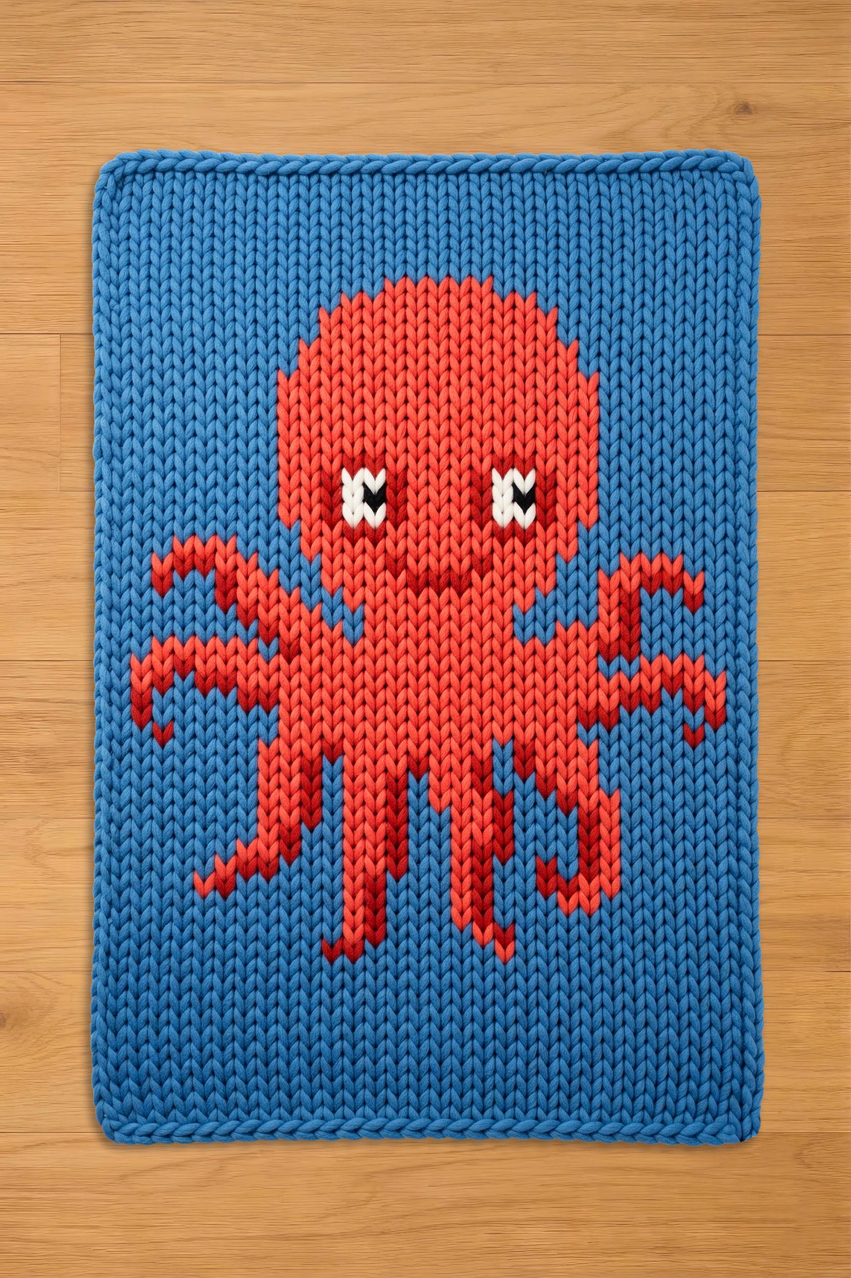 Octopus Ocean Finger Knitting Pattern. See Creature Chunky Knit Blanket ...