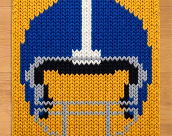 Football Helmet Finger Knitting Pattern. Chunky Knit Blanket Pattern. Sports Chunky Blanket Pattern