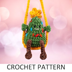 Christmas Tree on a Swing Crochet Pattern. Christmas Crochet Car Hanger Pattern. Crochet Car Accessories Pattern. Rear View Mirror Charm