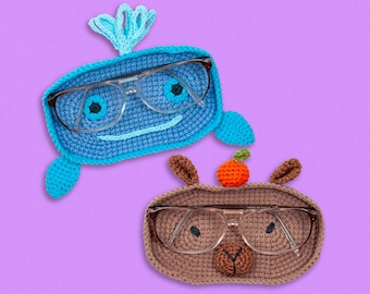 Capybara and Whale Crochet Glasses Holder Pattern Bundle. Animal Glasses Holder Crochet Pattern. Sunglasses Holder. Eyeglass Holder Pattern