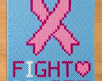 Breast Cancer Ribbon Finger Knitting Pattern. Chunky Chenille Yarn Knit Blanket Pattern