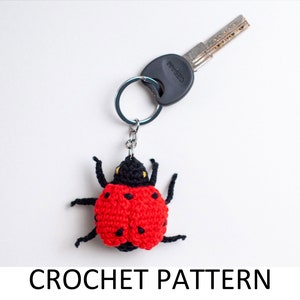 Ladybug Keychain Crochet Pattern PDF. Amigurumi Plush Accessory For Key Holder. Cute Bug Charm for Bag, Purse, Handbag, Backpack, Waistbag