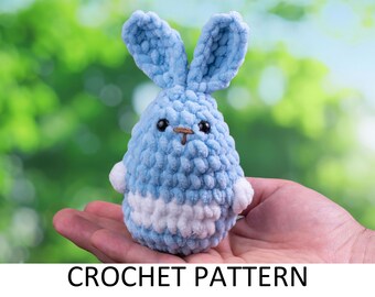 Mini Bunny Crochet Pattern. Easy Low Sew Plush Rabbit Toy. Crochet Farm Animals Plushie. Jackrabbit Stuffed Animal. Market Crochet Pattern