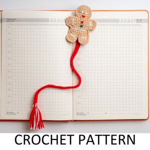 Gingerbread Bookmark Crochet Pattern PDF. Easy Beginner Crochet Tutorial Cute Amigurumi Craft Gift For Kids, Teens, Girls, Boys, Book Lovers