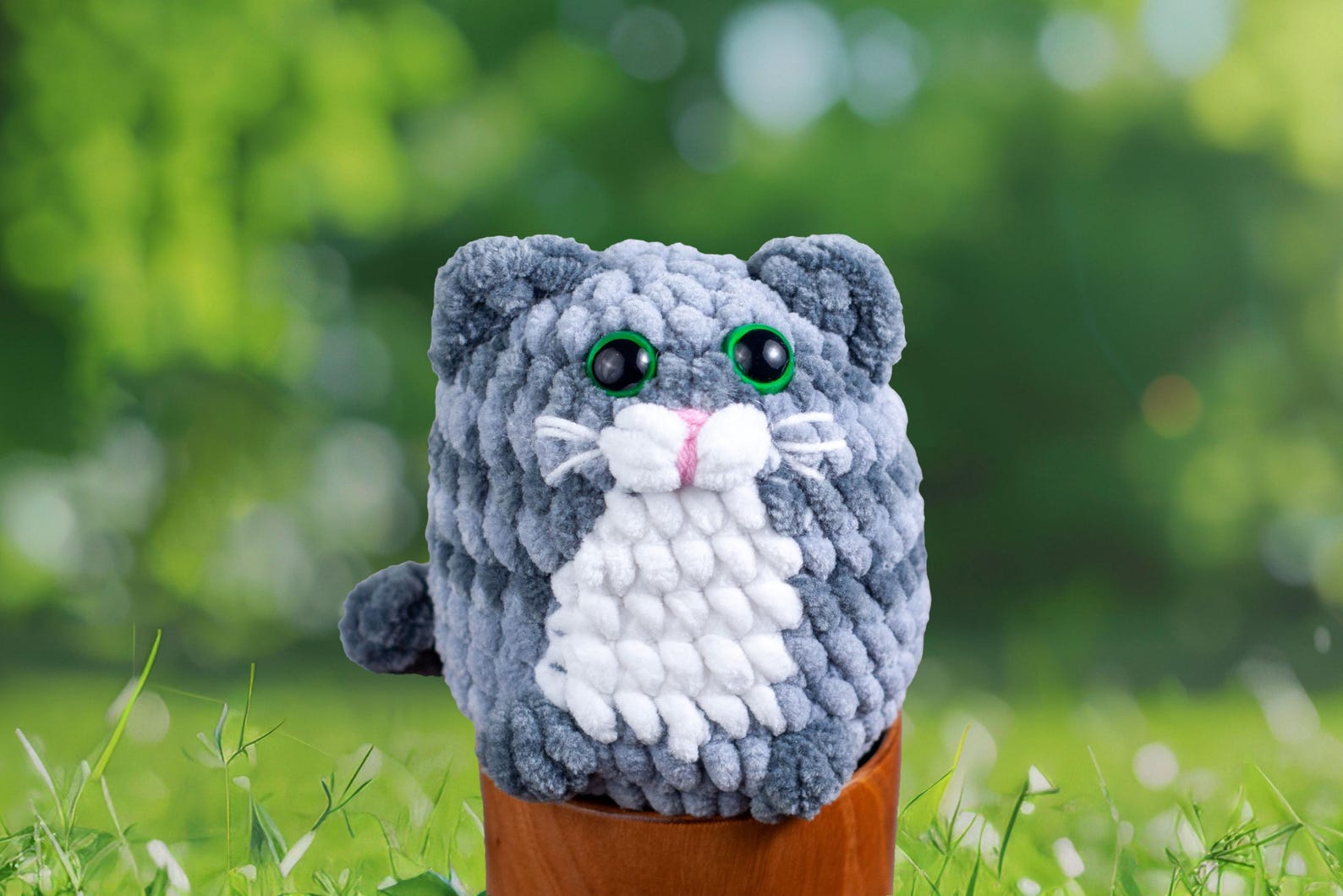 Stiped Cat Pattern Gray Striped Cat Crochet Pattern. Easy No Sew Cat Toy. Plush Animal ...