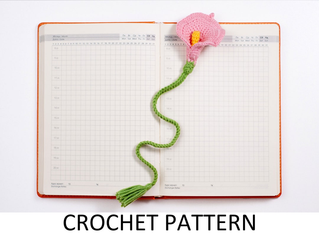 Calla Lily Bookmark Crochet Pattern. Crochet Flower Bookmark. Crochet