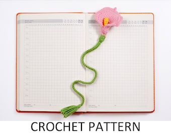 Calla Lily Bookmark Crochet Pattern. Crochet Flower Bookmark. Crochet Flower Pattern. Crochet Calla Lily Flower Pattern