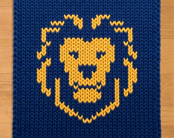 Lion Finger Knitting Pattern. Animal Chunky Knit Blanket Pattern. Chunky Blanket Pattern