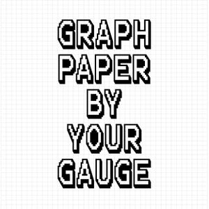 May include: White graph paper with a grid pattern. The text "GRAPH PAPER BY YOUR GAUGE" is displayed in bold, black, pixelated font, centered on the page. The overall design is simple and clean.