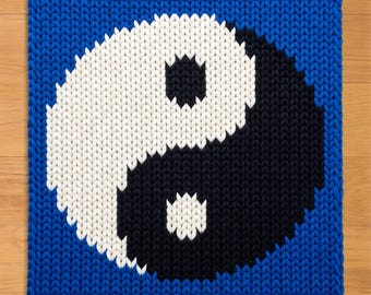 Yin and Yang Finger Knitting Pattern. Chunky Knit Blanket Pattern. Chunky Blanket Pattern