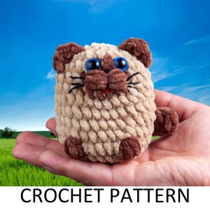 Siamese Cat Crochet Pattern. Easy No Sew Cat Toy. Plush Animal Pattern. Stuffed Cat Pattern. Loaf Cat Crochet Pattern Market Crochet Pattern