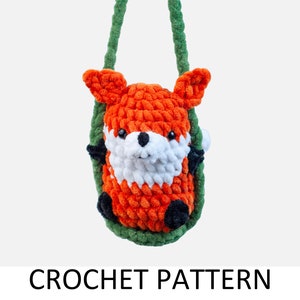 Fox Crochet Pattern. Crochet Car Hanger. Red Fox Plush Pattern. Fox on a Swing Car Charm. Amigurumi Plushie Wild Animal Pattern