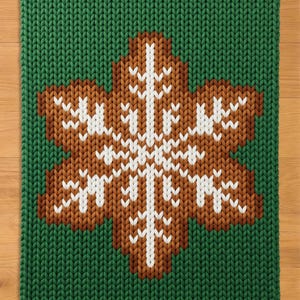 Gingerbread Snowflake Finger Knitting Pattern. Christmas Chunky Knit Blanket Pattern