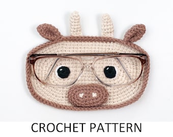 Cow Crochet Glasses Holder Pattern Bundle. Cute Animal Glasses Holder Crochet Pattern. Sunglasses Holder. Eyeglass Holder Pattern
