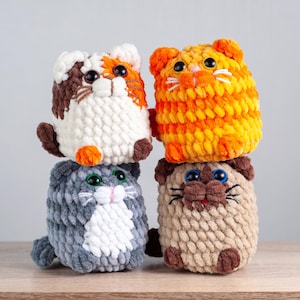 Cat Crochet Pattern Bundle. Easy No Sew Cat Toy. Plush Animal Pattern. Stuffed Cat Pattern. Loaf Cat Crochet Pattern. Market Crochet Pattern