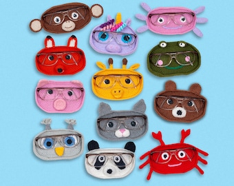 12 Crochet Glasses Holder Pattern Bundle. Cute Animal Crochet Eyeglass Holders. Sunglasses Holder. Crochet Hook Holder. Funny Gift for Kids
