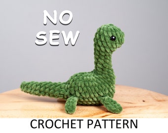 Loch Ness Monster Crochet Pattern No Sew PDF. Cute Stuffed Plush No Sew Crochet Pattern Amigurumi Plesiosaurus Dino Animal Plushie Soft Toy