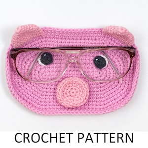 Pig Glasses Holder Crochet Pattern. Crochet Eye Glass Holder. DIY Case For Eyeglasses. Crochet Hook Holder
