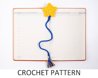 Patrón de crochet para marcapáginas de estrella. Patrón de estrella. Patrón de marcapáginas espacial. Patrón de marcapáginas amigurumi
