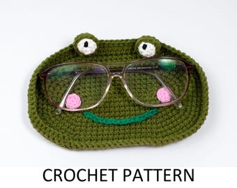 Frog Glasses Holder Crochet Pattern. Crochet Eye Glass Holder. DIY Case For Eyeglasses. Crochet Hook Holder