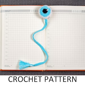 Patrón de crochet para marcapáginas con forma de globo ocular. Marcapáginas de crochet para Halloween. Patrón de globo ocular inyectado en sangre. Patrón de mal de ojo. Patrón de globo ocular para Halloween
