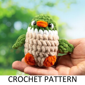 Patrón de crochet de pato silvestre. Peluche fácil sin costura. Pájaro de peluche de granja. Mini animal de peluche de crochet.