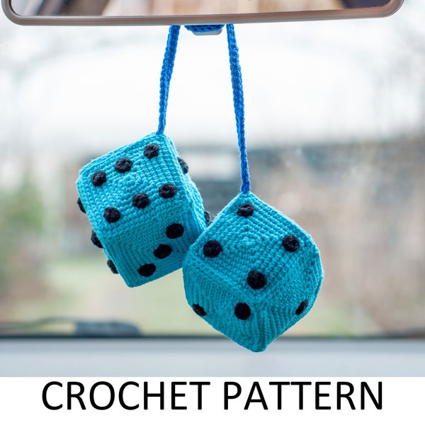 Dice Crochet Charm Pattern PDF. Cute Car Accessories Interior Rear View Mirror Ornaments Car Hanging Accessories For Women, Man, Teenager