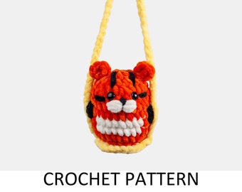 Tiger on a Swing Crochet Charm Pattern PDF. Crochet Zoo Animal Car Hanger. Cute Car Accessories Interior Rear View Mirror Ornament Hanging