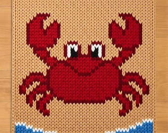 Crab Finger Knitting Pattern. Chunky Knit Blanket Pattern. Animals Chunky Blanket Pattern